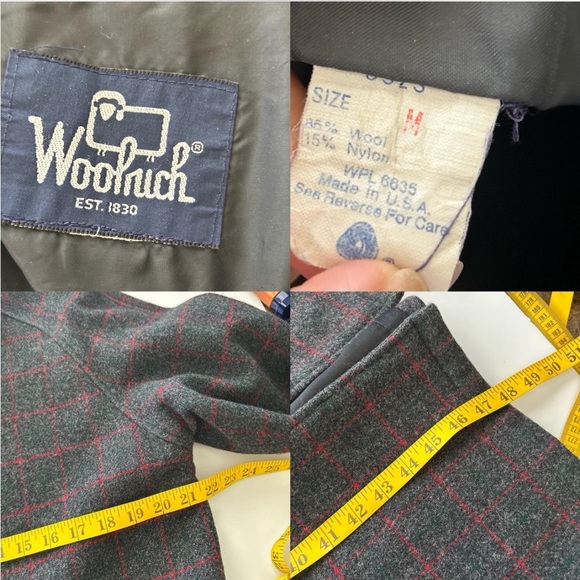 VINTAGE 80s WOOLRICH Windowpane Wool Overcoat size Medium. - Picture 6 of 8